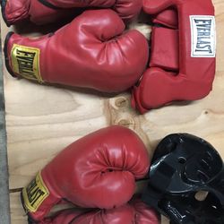 Boxing Gloves And Head Gear