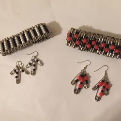 Safety Pin Bracelets/matching Earrings