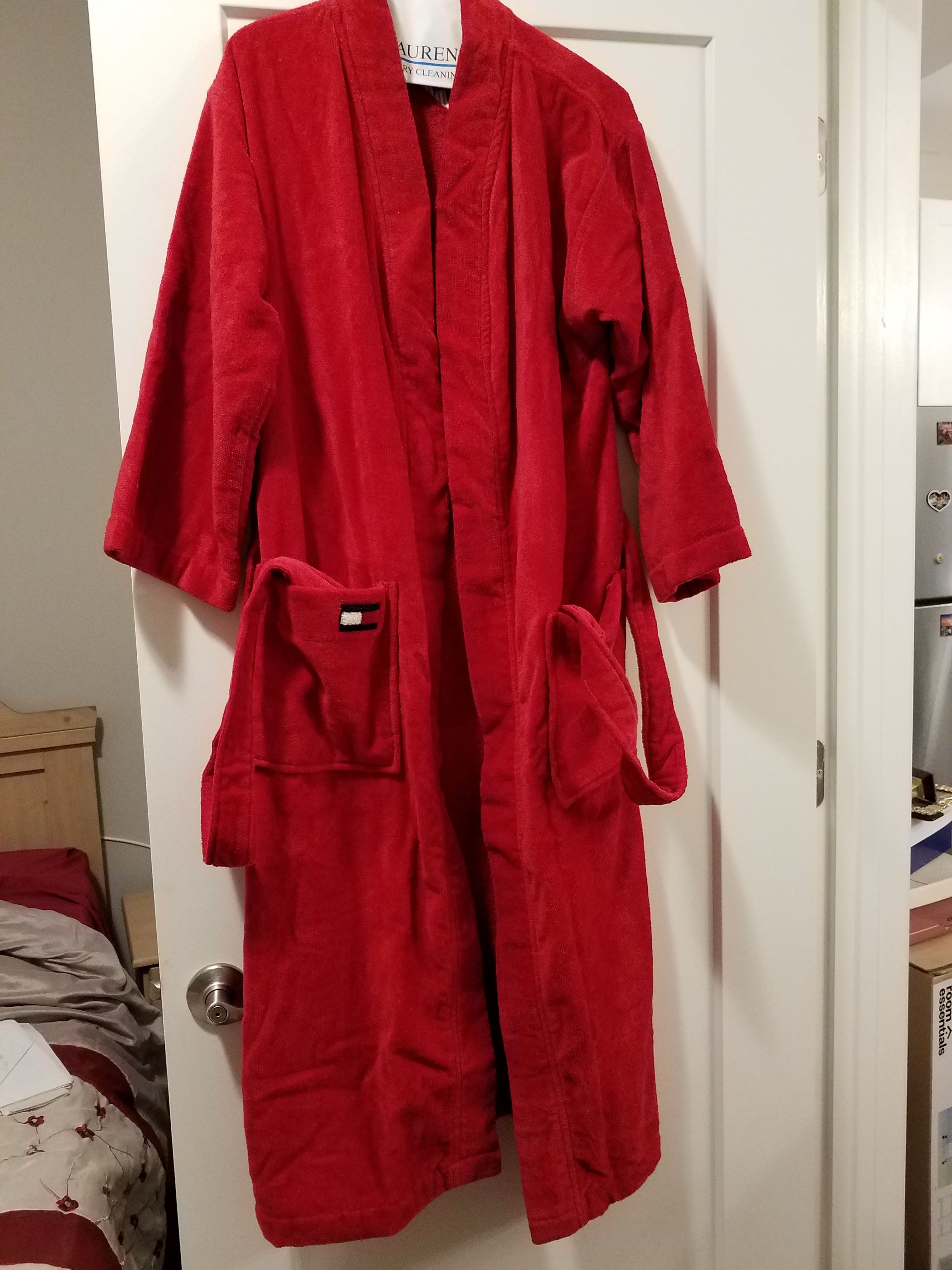 Women's small medium Tommy Hilfiger long red robe