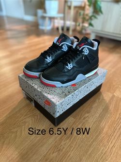 Air Jordan 4 Bred Retro Reimagined GS, 6.5Y / 8W 