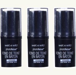 3 Piece Of Wet n Wild Photo Focus Matte Foundation Stick Makeup, Almond |Vegan & Cruelty-Free