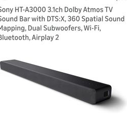 Sony Sound Bar - Sony HT-A3000 3.1ch Dolby Atmos TV Sound Bar with DTS:X, 360 Spatial Sound Mapping, Dual Subwoofers, Wi-Fi, Bluetooth, Airplay 2