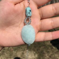Turquoise glass bead necklace