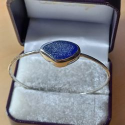 Sterling Silver Seaglass Bangle Bracelet Rare 