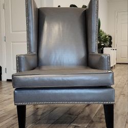 Z Gallerie Grey Wingback Leather Chair