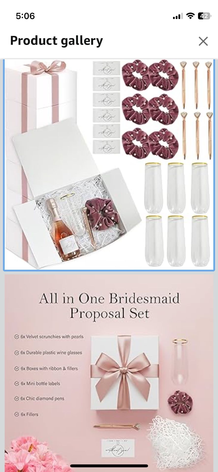 New Bridesmaid Proposal Box Set of 6 – 42 Pcs Elegant Bridesmaid Gift Set for Asking Bridesmaids or Maid of Honor, Wedding Party Keepsake Box for Brid