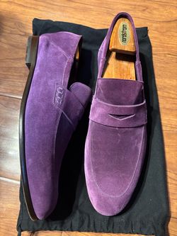 Harrys of London Purple Leather Suede Loafers Sz 10 Made in Italy