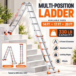 Multi-Position Telescoping Ladder – 14ft / 17ft / 20ft – 330 lb Capacity