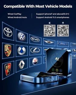 Magic AI Box Wireless CarPlay Adapter, Car Audio Bass Booster Enhancer with Wired Remote Control, and More for Cars with OEM Wired CarPlay/Android Aut