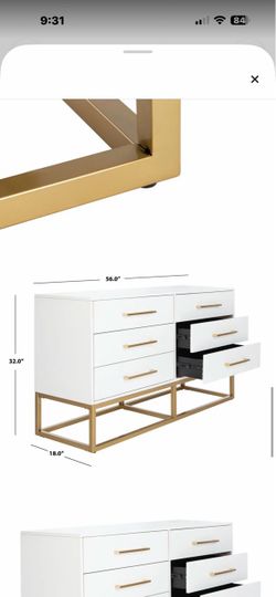 Beautiful white and gold dresser *new in box!! Never opened