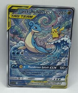 Non TCG Pokemon Lapras & Surfing Pikachu Tag Team Fan Art Card