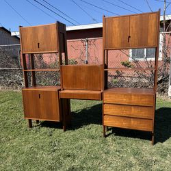 Mid-Century Modern Modular Teak Wall Unit / Secretary Desk