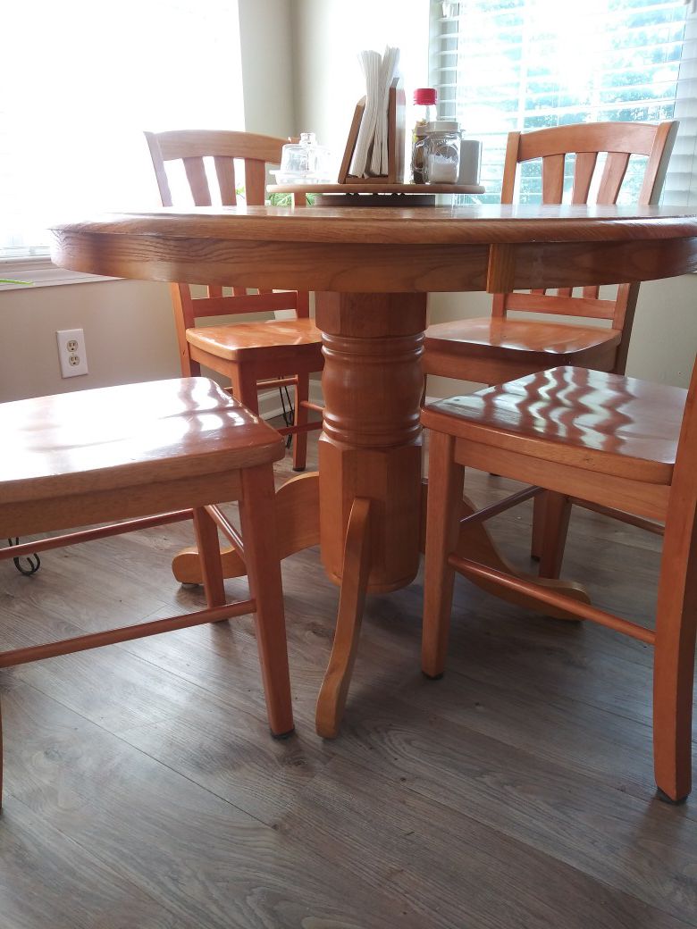 Wood round kitchen table 4 chairs