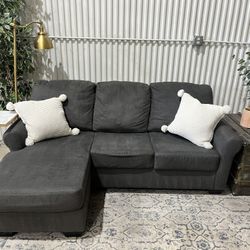 Beautiful Grey Sectional Sofa Couch - Reversible Chaise - Cleaned - Comfy - Delivery Available 