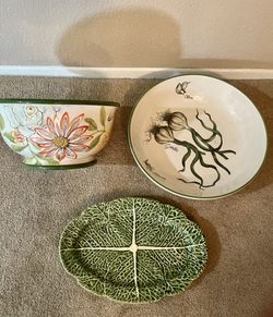 4-pieces - Ceramic Bowls And Platter And Cupcake Platter