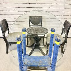 Glass Top Table & Chairs Set 5pc