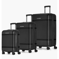 Bugatti Wellington 3 Piece Hardside Luggage Set with TSA Lock - Black