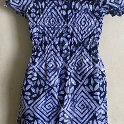 African New Kapala Dye Gathered Puff Young  Girls Dress