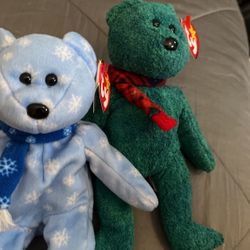*Retired* TY Original Beanie Babies; «Wallace », « 1999 Holiday Teddy »