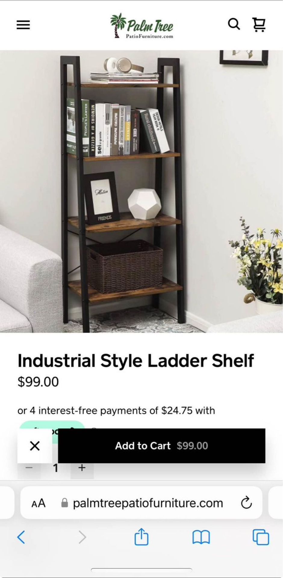 Industrial Style Ladder Shelf  Measure in Pictures BRAND NEW