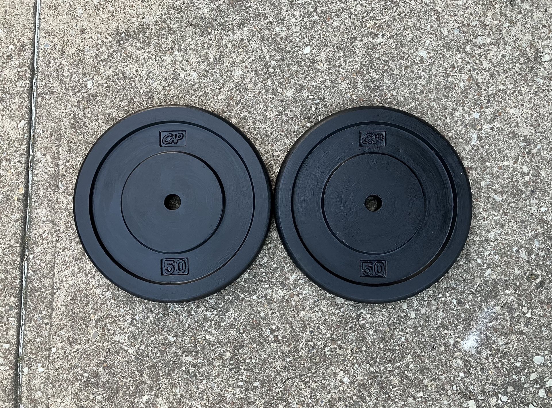 Standard 1" 50 lb weight plate set 100 lbs total weights 50lb 50lbs Cast Iron plates CAP brand
