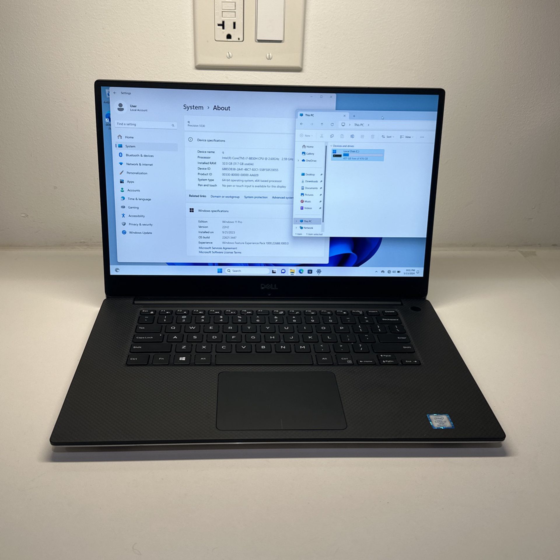 Powerful Laptop - Dell Precision 5530 Mobile Workstation - Intel i7- 32GB RAM - 512 SSD -Windows 11 Pro