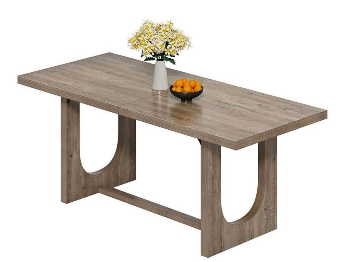 DWVO Dining Room Table for 6-8 People 70.86" Large Rectangle Dining Table Farmhouse Kitchen Table with Heavy Duty Wooden Base Rustic Dinner Table for