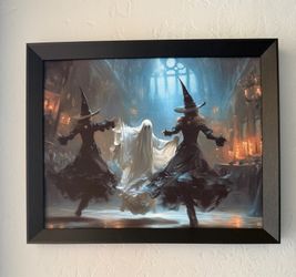 Witch and Ghost 👻 canvas print/ Halloween / moody/