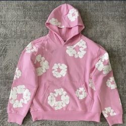 Pink Denim Tear Hoodie