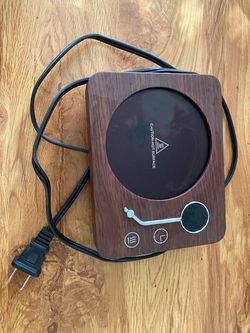 Electric Coffee Mug Warmer - Record Player Design - Wood Grain