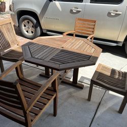 Vintage Smith & Hawken Teak Octagon Table and 4 Teak Chairs (2 Ventana Brand)