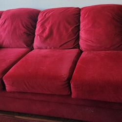 Red Couches Plus Glass Top Coffee And End Tables