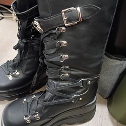 women's gothic punk motorcycle boots