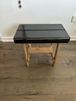 Wooden Side Table with Black Painted Top