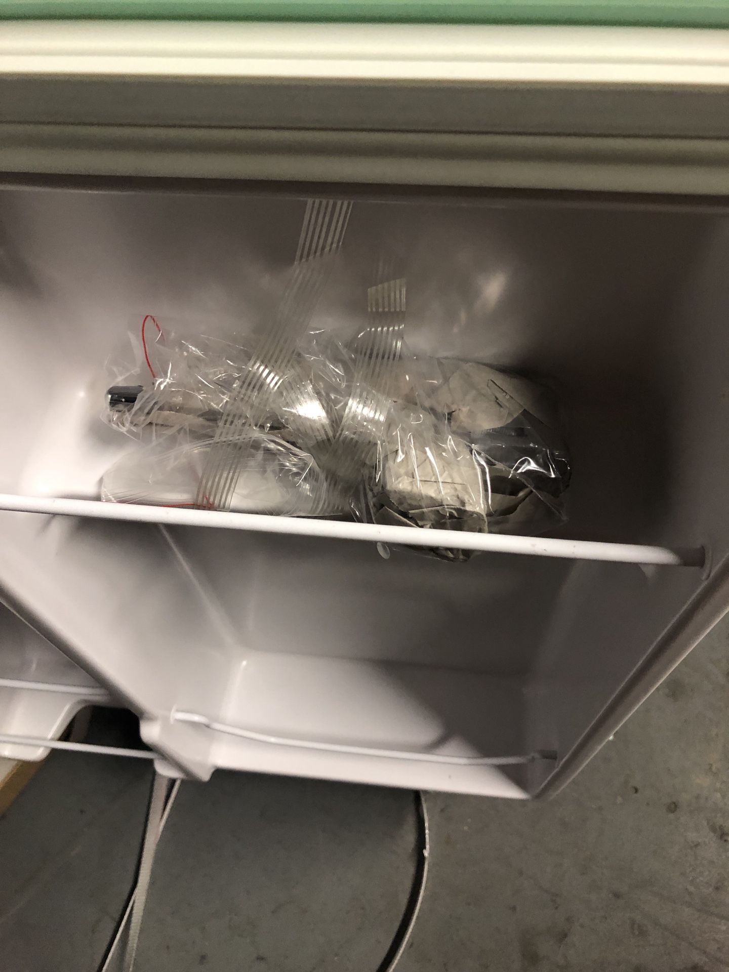 Compact Mini Refrigerator with Separate Freezer in the box with small dent on one side