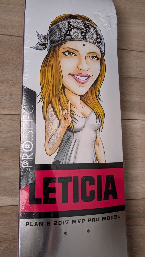 NEW RARE Letícia Bufoni Plan B 2017 MVP Pro Model Skateboard Deck 8.0 Pro Spec