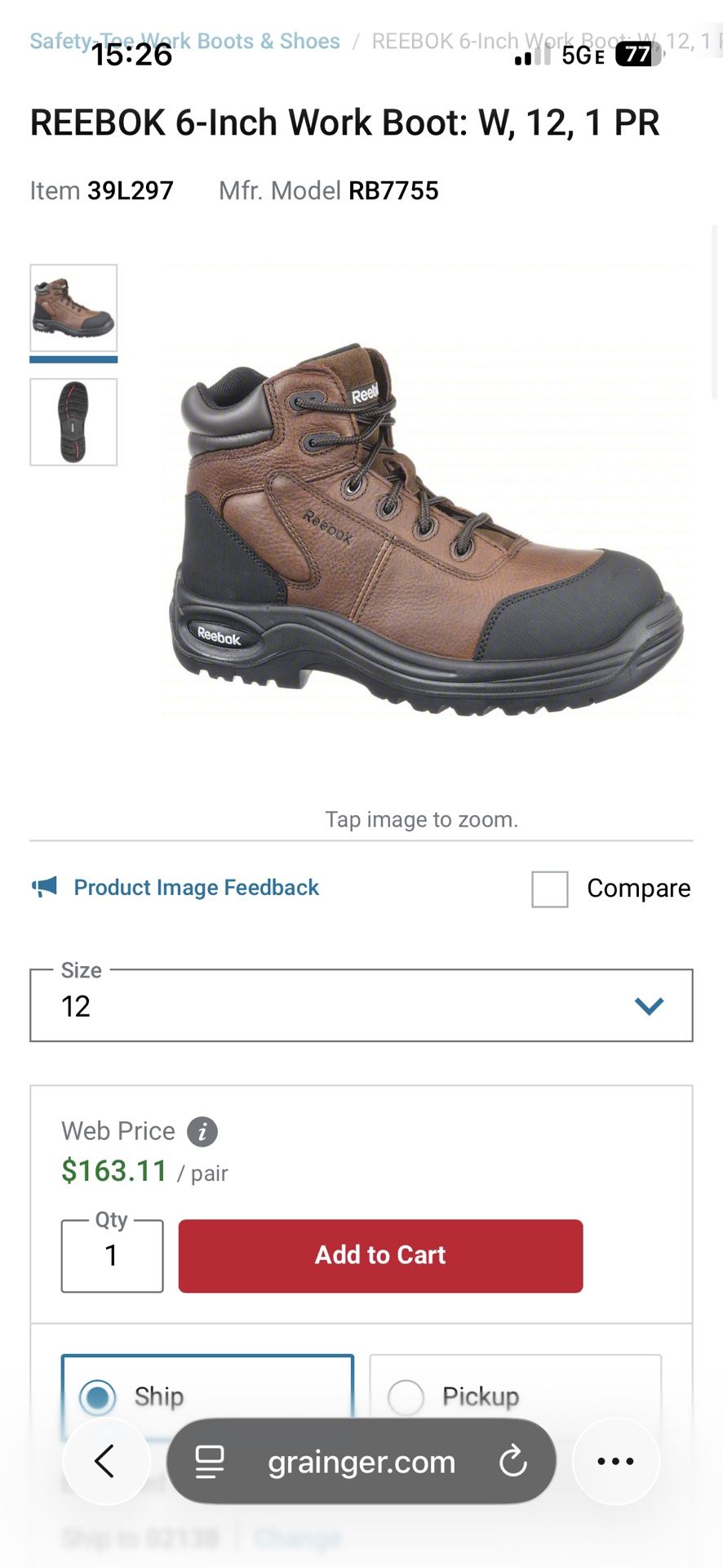 Reebok Steel Toe Boots