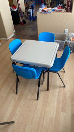 Lifetime folding table and 4 chairs $100