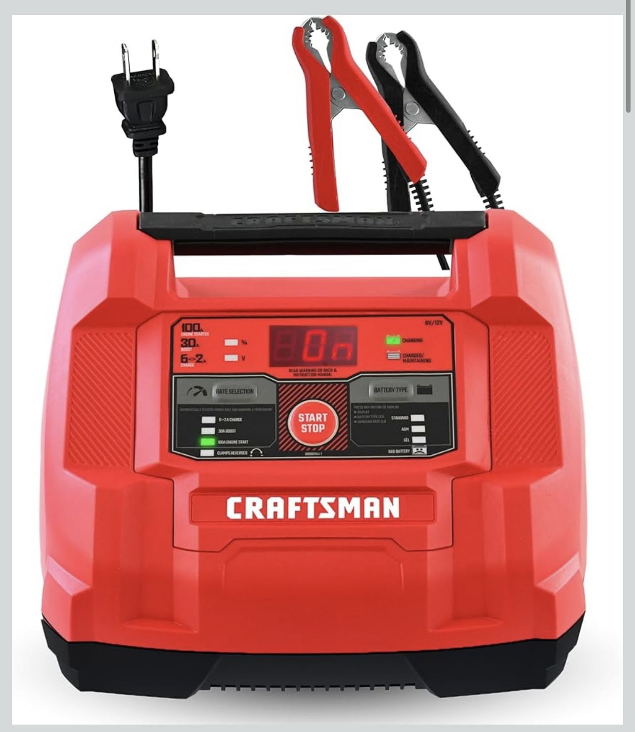 CRAFTSMAN Cargador de batería de coche de 6 A y arrancador de motor de 100 A, solución 6 en 1, mantenimiento de batería, impulso de 30 A, para batería