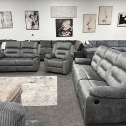 3pc Sofa & loveseat + Chair Power Recliner 