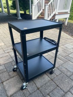 Global Industrial Heavy-Duty Steel Audio Visual / Utility Cart with Power Strip