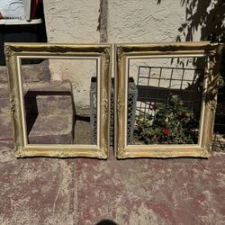 Two 20x24 Open Wood Picture Frames In Gold Color