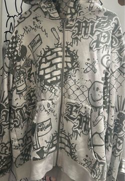 Graffiti Print Full-Zip Hoodie