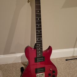 Beginner's Electric Guitar Lyon By Washburn Fully Working New Setup Includes Stand And Gig Bag 