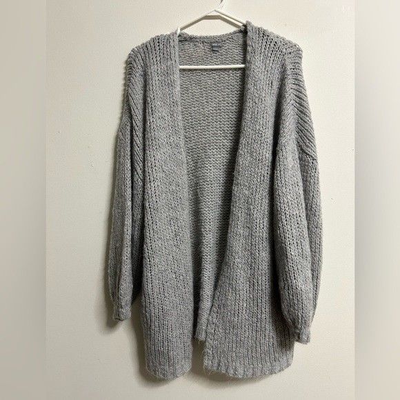 Aerie Grey Open Knit Cardigan
