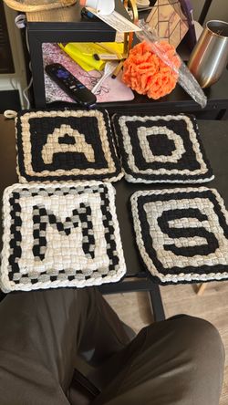 Handmade Double-Layered large potholders  – Custom Letter Design