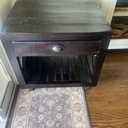 Industrial  Style Black Wooden Heavy Duty Square  End Table.