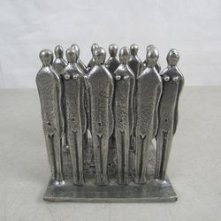 Patrick Meyer Signed Brutalist Solid Pewter Letter Napkin Holder


