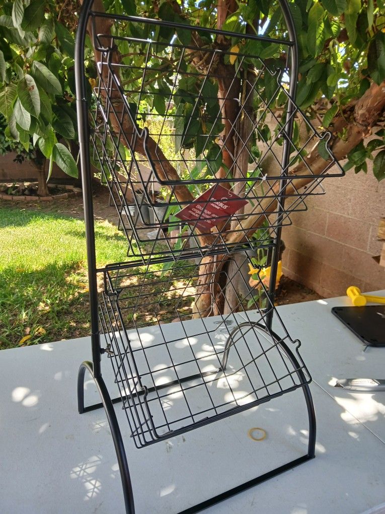 Sorbus 3-Tier Metal Wire Market Basket Storage Stand for Fruit, Vegetables, Snacks, Toiletries, Tiered Floor Standing Fruit Basket for Kitchen, Bathro