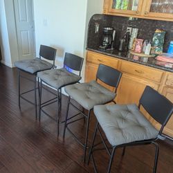 4 IKEA Bar Stools (STIG) with Cushions (MALINDA) – $100 for the set
